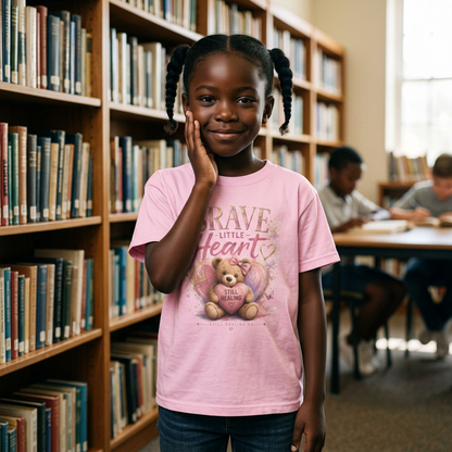 Brave Little Heart Youth Tee — Cute Teddy 'Still A Dream' Graphic