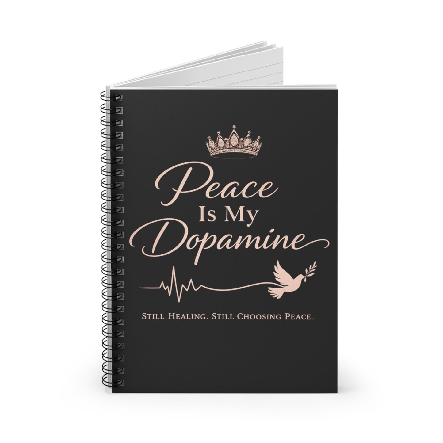 Peace Is My Dopamine Spiral Notebook — Inspirational Ruled Journal for Healing & Mindfulness