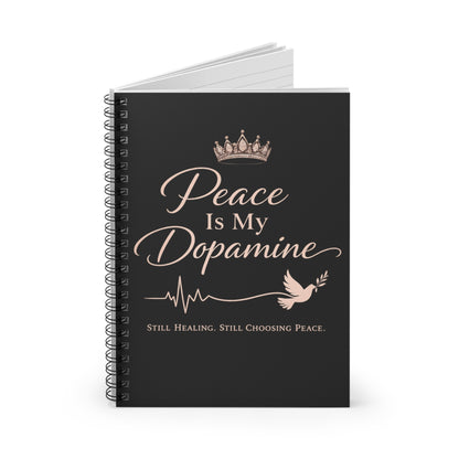 Peace Is My Dopamine Spiral Notebook — Inspirational Ruled Journal for Healing & Mindfulness