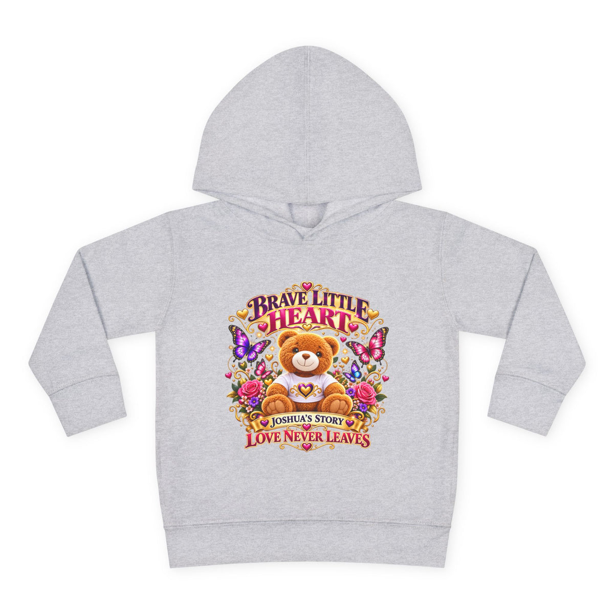 Toddler Hoodie - "Brave Little Heart" Teddy Design (Personalize: Joshua's Story)