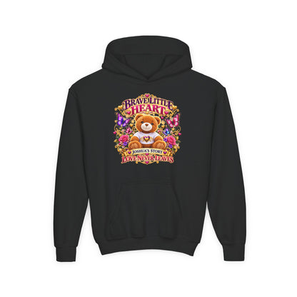 Brave Little Heart Youth Hoodie – Personalized Teddy Bear 'Love Never Leaves' Kids Sweatshirt