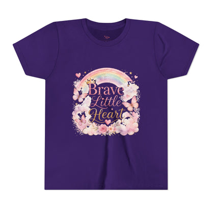 Brave Little Heart Youth Tee — Rainbow Butterflies Floral Kids Shirt