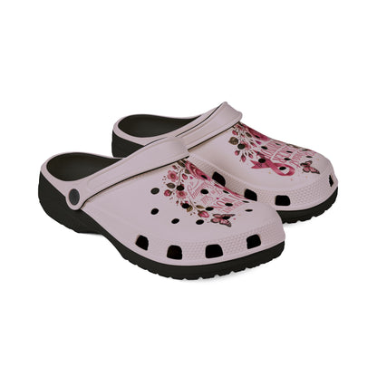 Pink Breast Cancer Survivor Clog - "I Fought I Won" Floral Ribbon EVA Shoes