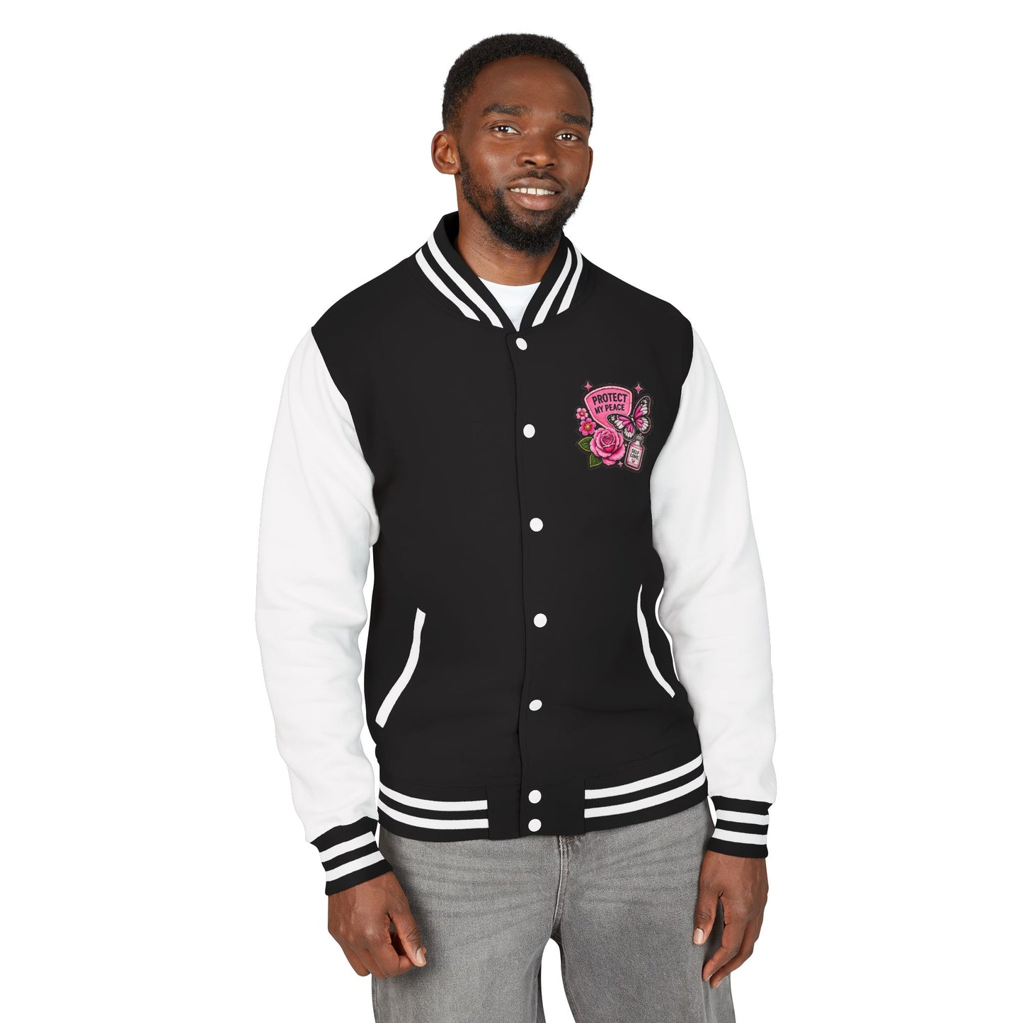 Still Healing Letterman Jacket — Pink Floral Varsity Jacket