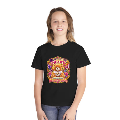Youth Tee — "Brave Little Heart" Teddy Bear Floral Comfort Shirt