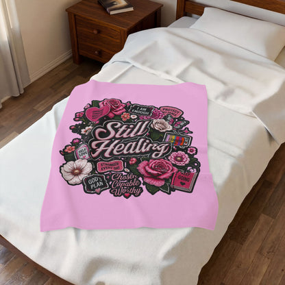 Still Healing Plush Blanket — Inspirational Floral Comfort Throw