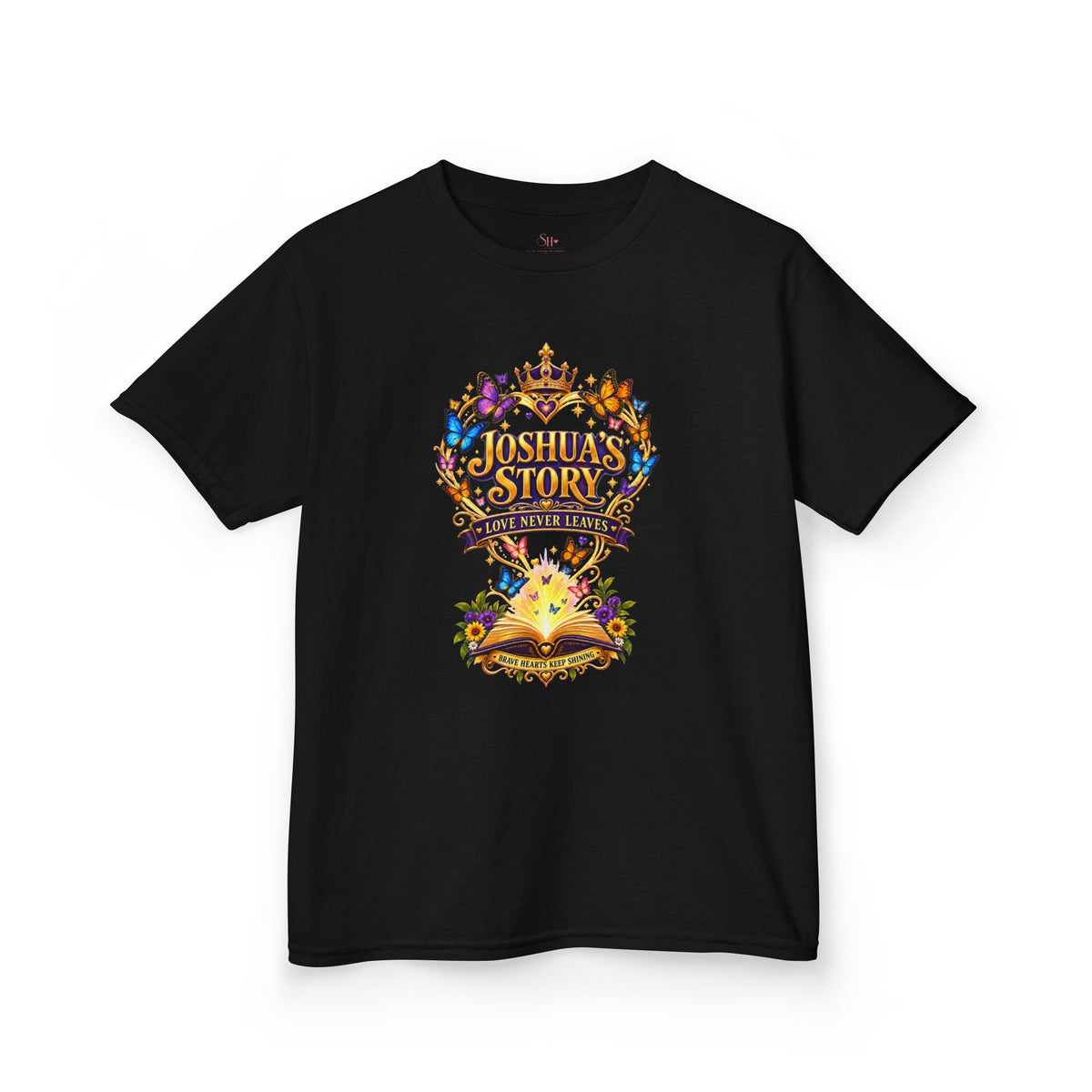 Kids T-Shirt — "Joshua's Story" Magical Book & Crown Design