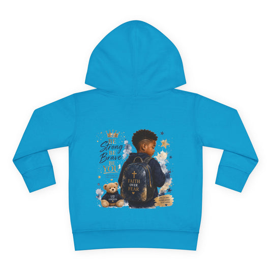 Toddler Hoodie — "Be Strong & Brave" Backprint Kids Pullover