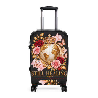 Still Healing Floral Globe Suitcase — Decorative Travel Luggage