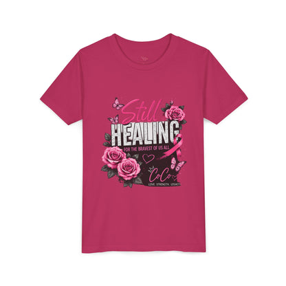 Youth Tee — "Still Healing" Memorial Shirt with Pink Ribbon & Photo Tribute