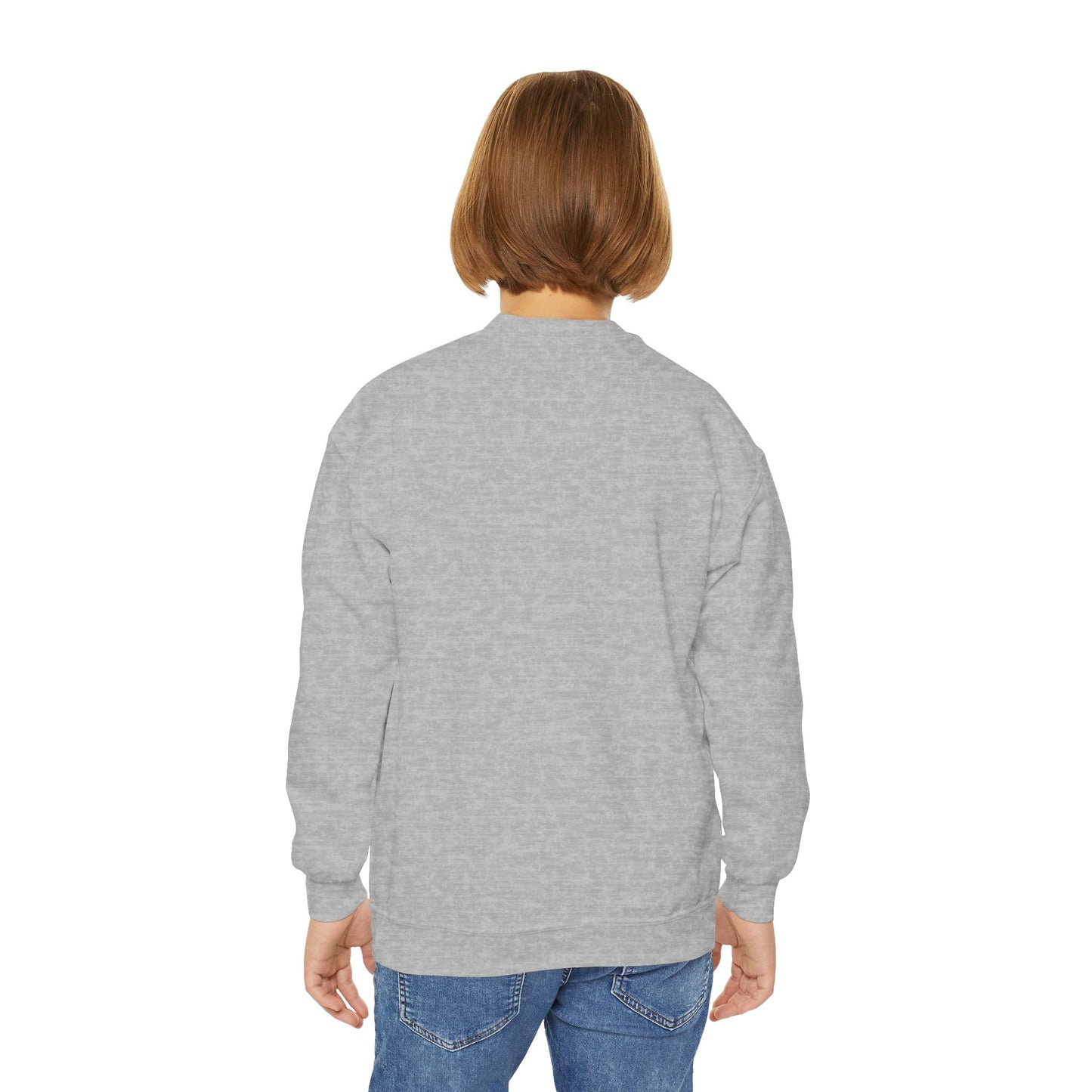 Brave Heart Club Youth Crewneck Sweatshirt — Rainbow Teddy Cancer Awareness