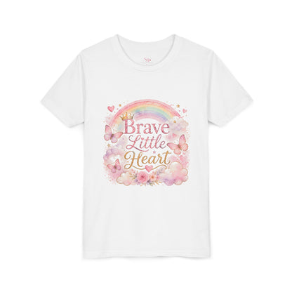 Brave Little Heart Youth Tee — Rainbow Butterflies Floral Kids Shirt