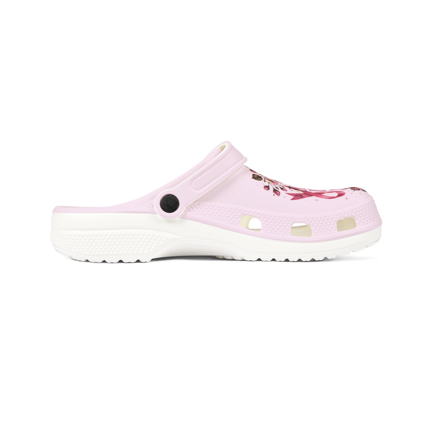 Pink Breast Cancer Survivor Clog - "I Fought I Won" Floral Ribbon EVA Shoes