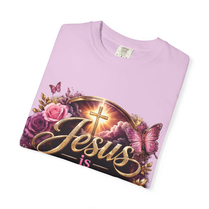 Christian T-Shirt — "Jesus is Peace" Floral Cross Tee