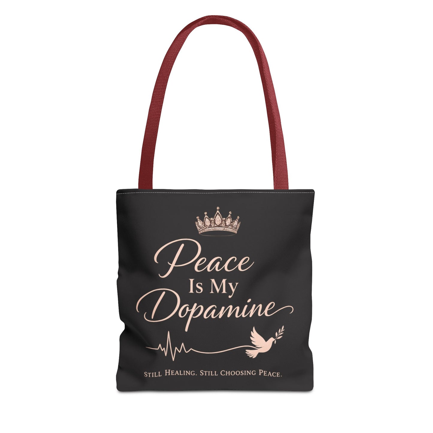Peace Is My Dopamine Tote Bag — Inspirational Healing Canvas Tote