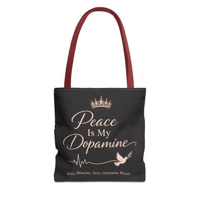 Peace Is My Dopamine Tote Bag — Inspirational Healing Canvas Tote