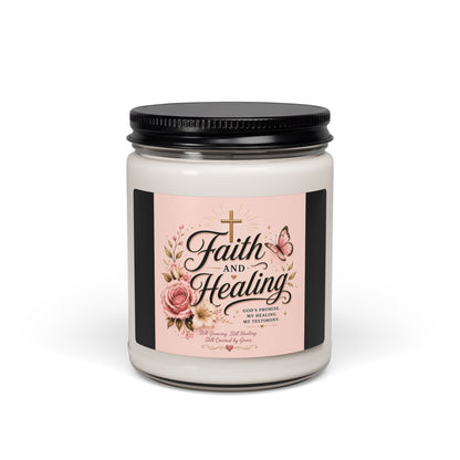 Faith and Healing Scented Soy Candle — 9 oz Inspirational Floral Jar