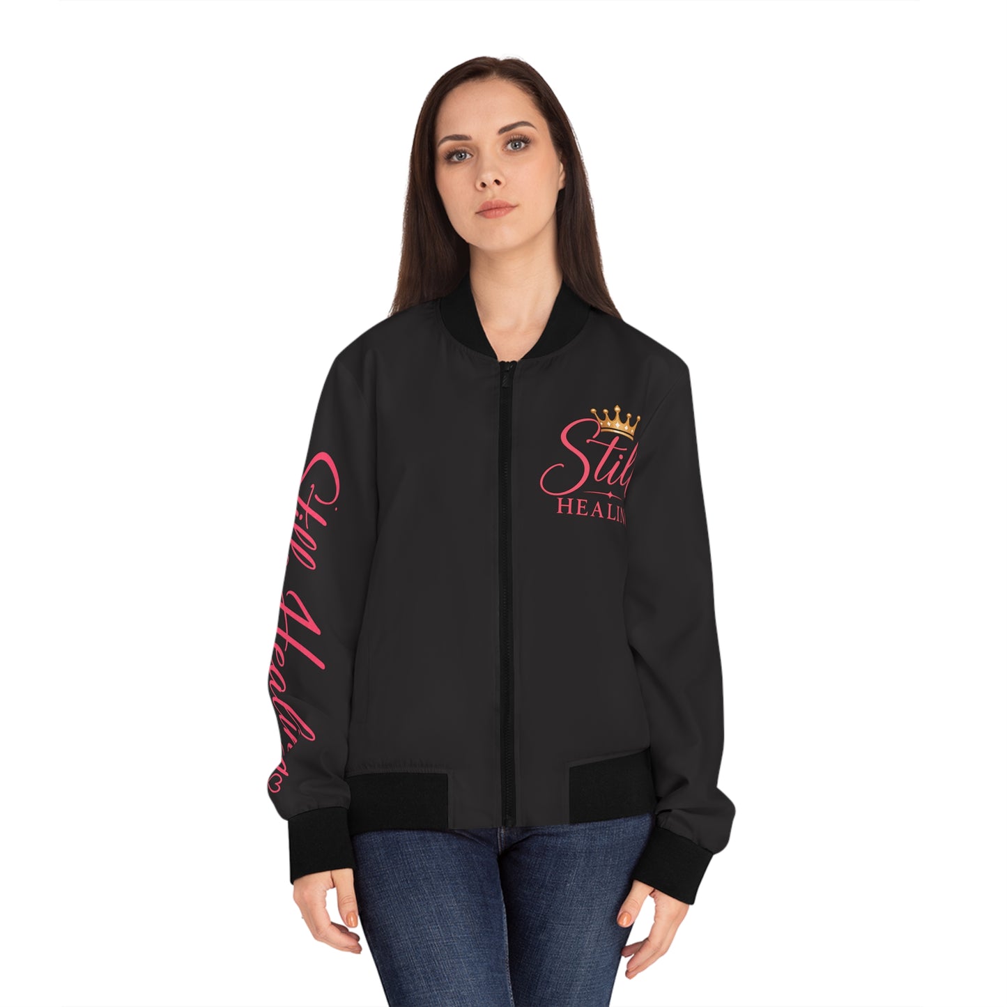Still Healing Bomber Jacket — Women’s Inspirational Crown & Rose Jacket