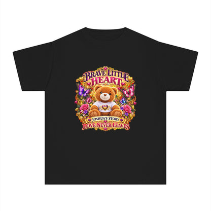 Youth Tee — "Brave Little Heart" Teddy Bear Floral Comfort Shirt