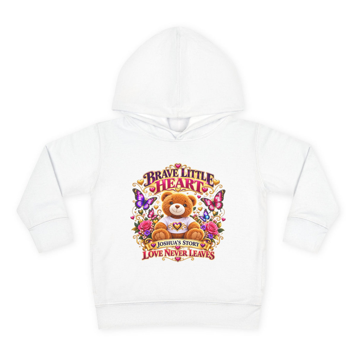 Toddler Hoodie - "Brave Little Heart" Teddy Design (Personalize: Joshua's Story)