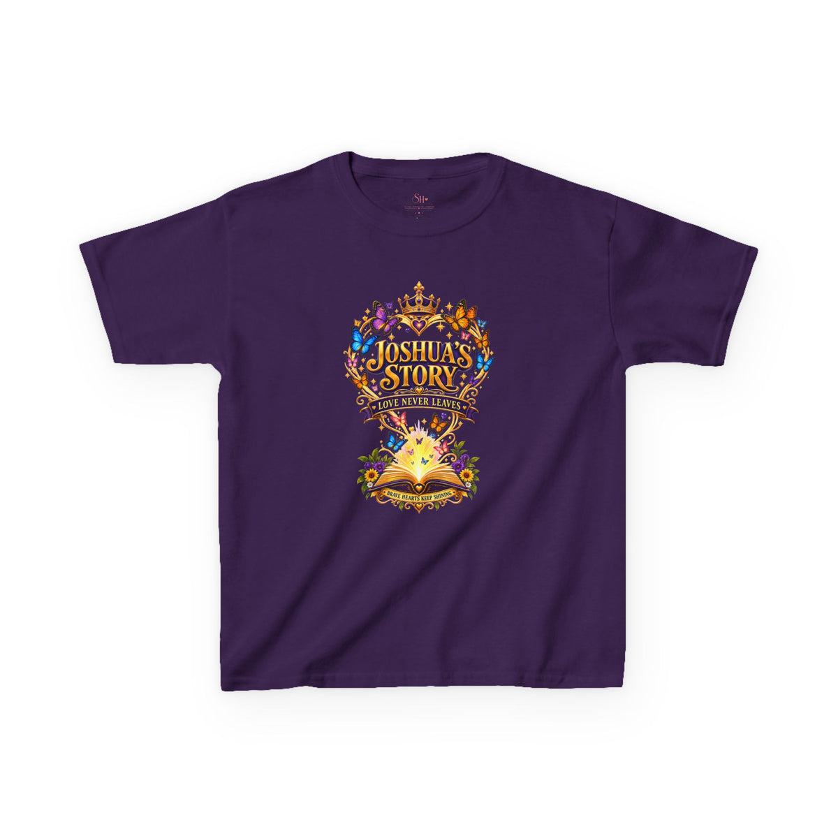 Kids T-Shirt — "Joshua's Story" Magical Book & Crown Design