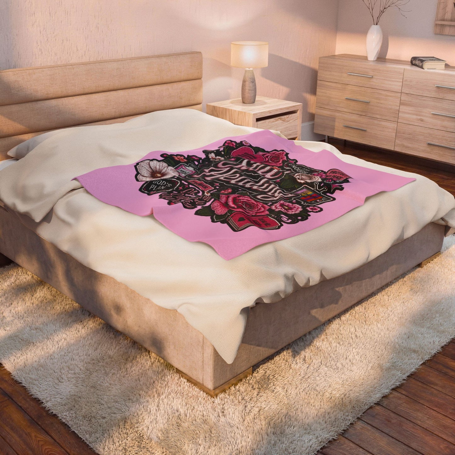 Still Healing Plush Blanket — Inspirational Floral Comfort Throw