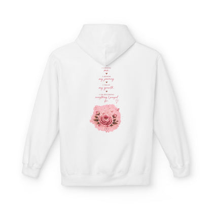 Hoodie — Pink Rose Watercolor Quote Pullover