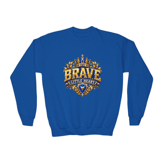 Brave Little Hearts Youth Sweatshirt — Courage Lives Within Me Crewneck