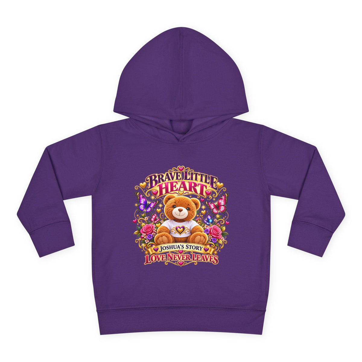 Toddler Hoodie - "Brave Little Heart" Teddy Design (Personalize: Joshua's Story)