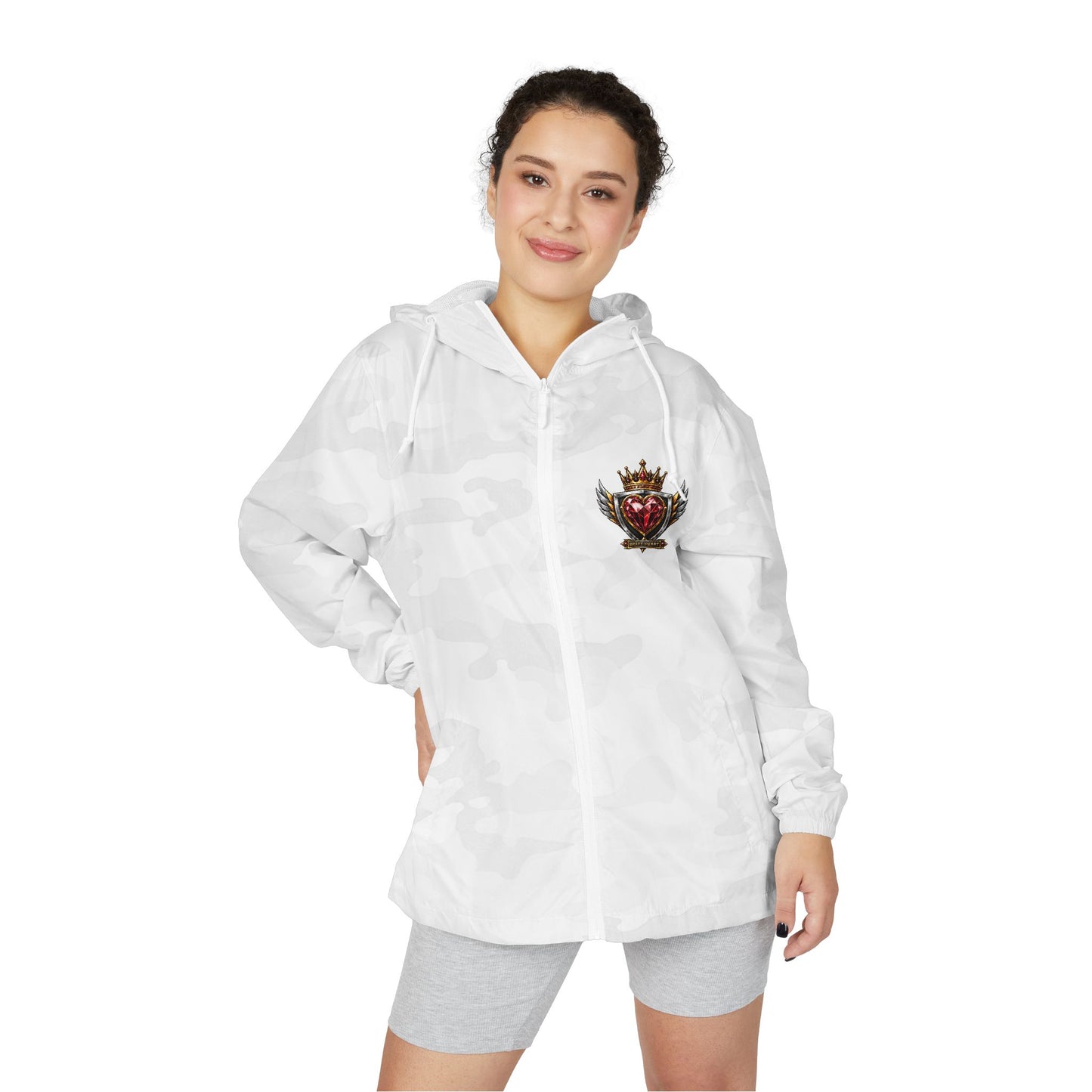 Windbreaker Jacket — "Brave Heart" Crest Hooded Zip-Up