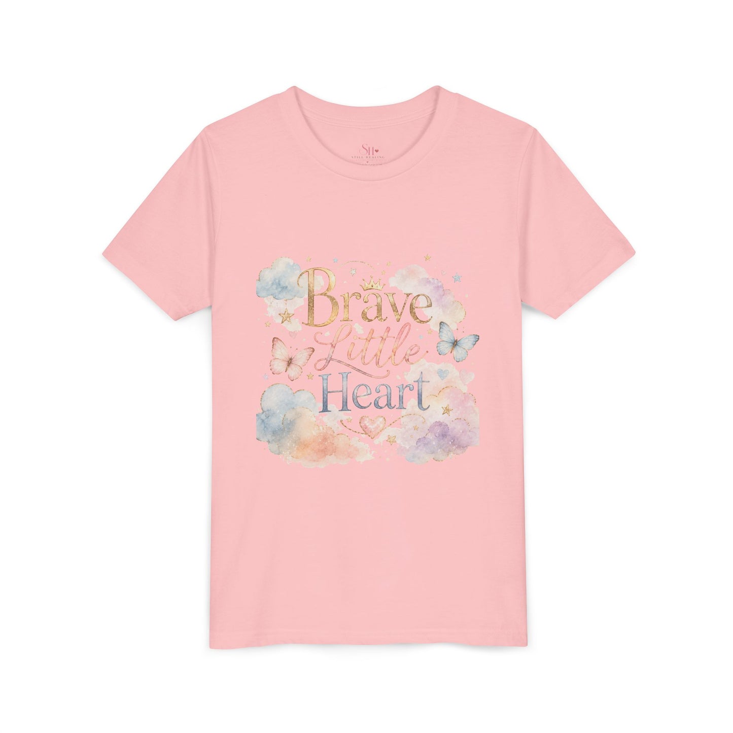 Youth Tee — "Brave Little Heart" Watercolor Butterfly Kids Shirt