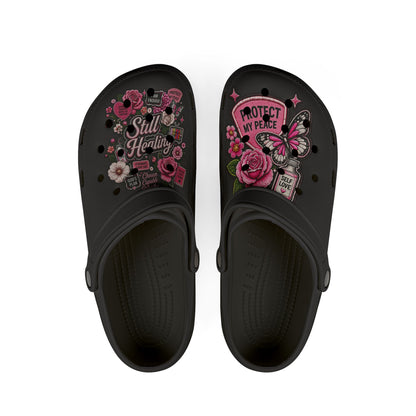 Still Healing Floral Clogs — "Protect My Peace" EVA Foam Shoes