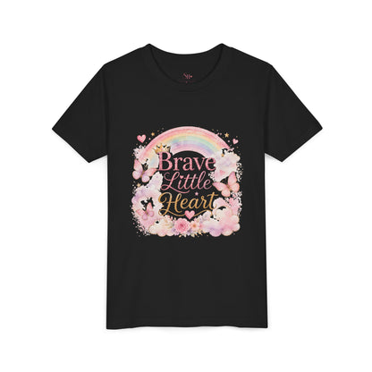 Brave Little Heart Youth Tee — Rainbow Butterflies Floral Kids Shirt