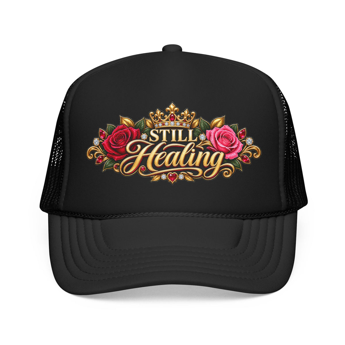 Still Healing Trucker Hat — Floral Crown Recovery Mesh Cap