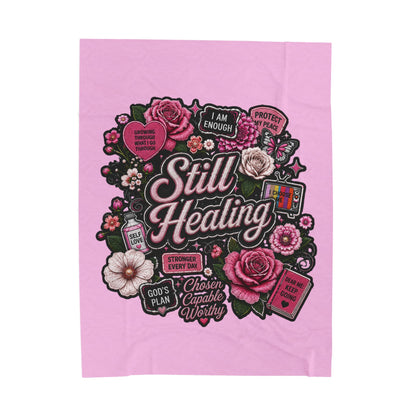 Still Healing Plush Blanket — Inspirational Floral Comfort Throw
