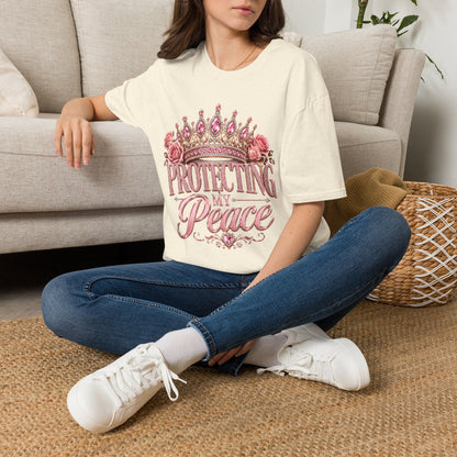 Protecting Peace Crown T-Shirt — Pink Floral Princess Graphic Tee