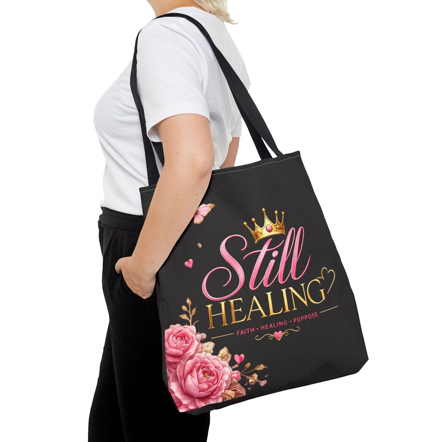 Still Healing Tote Bag — Inspirational 'Still Healing' Floral Crown Reusable Tote
