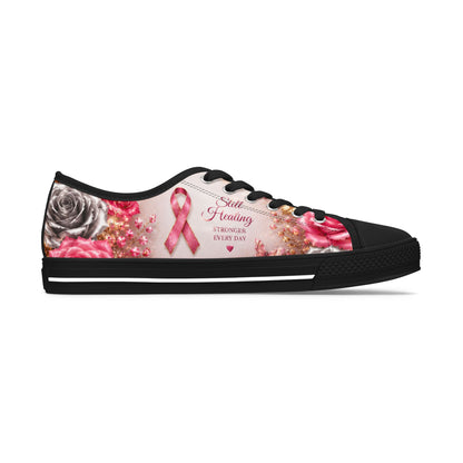 Breast Cancer Awareness Floral Low Top Sneakers — Pink Ribbon Tribute
