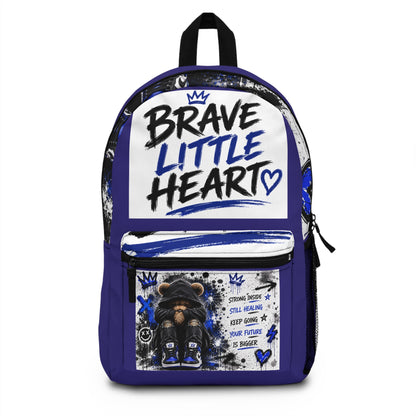 Brave Little Heart Backpack — Inspirational Kids School Bag with Bear Artwork
