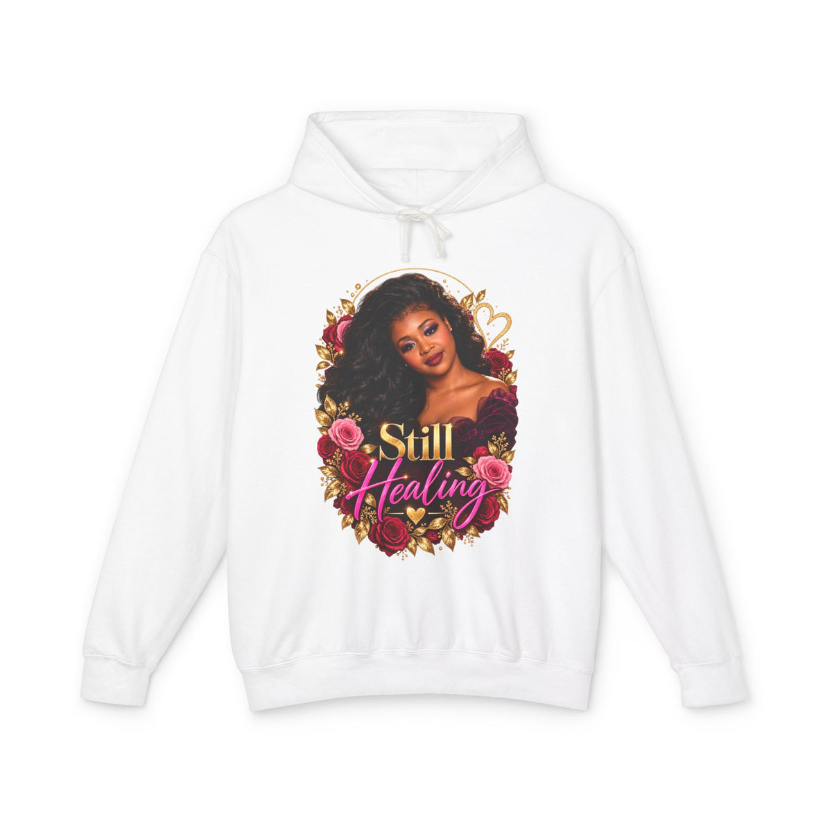 Still Healing Hoodie — Floral Heart Portrait Lightweight Hoodie