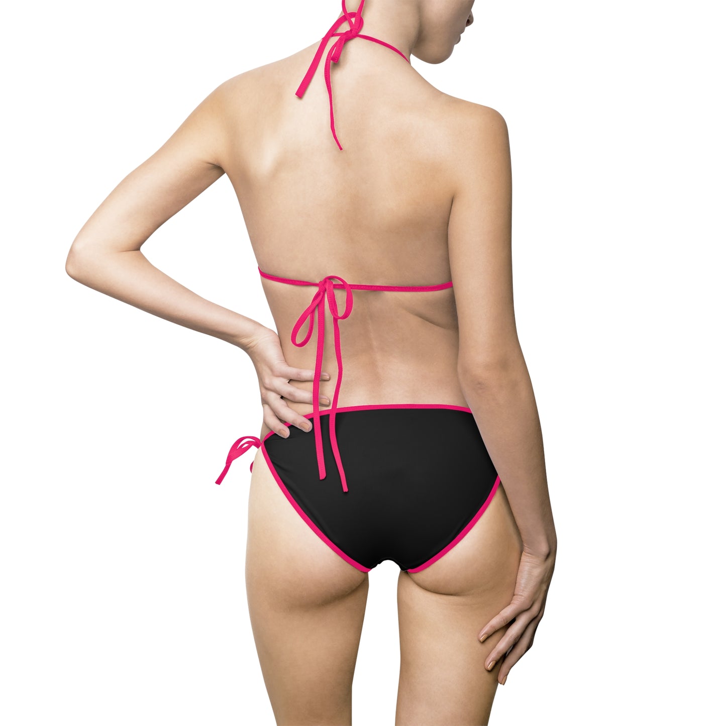 Women's Black Bikini - 'Protect My Peace' Floral Butterfly Triangle Swimsuit