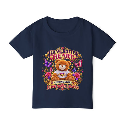 Toddler T-Shirt — "Brave Little Heart" Personalized Bear Design (Love Never Leaves)