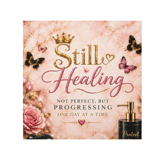 Still Healing Face Towel – Inspirational 'Not Perfect, But Progressing' Floral Design