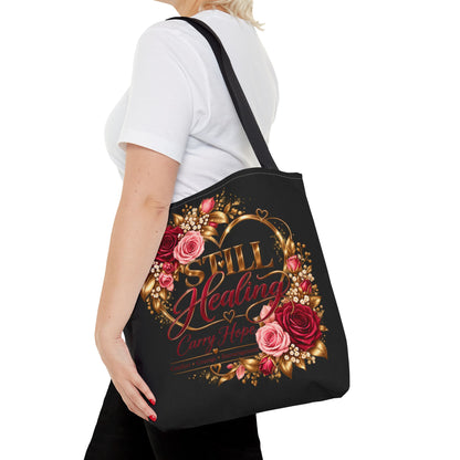 Still Healing Floral Tote Bag - Encouragement Canvas Carry All