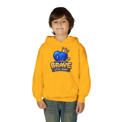 Youth Hoodie - "Brave Little Heart" Cute Blue Whale Crown Design