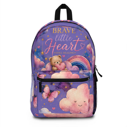 Brave Little Heart Backpack — Cute Teddy, Rainbow & Cloud Kids School Bag