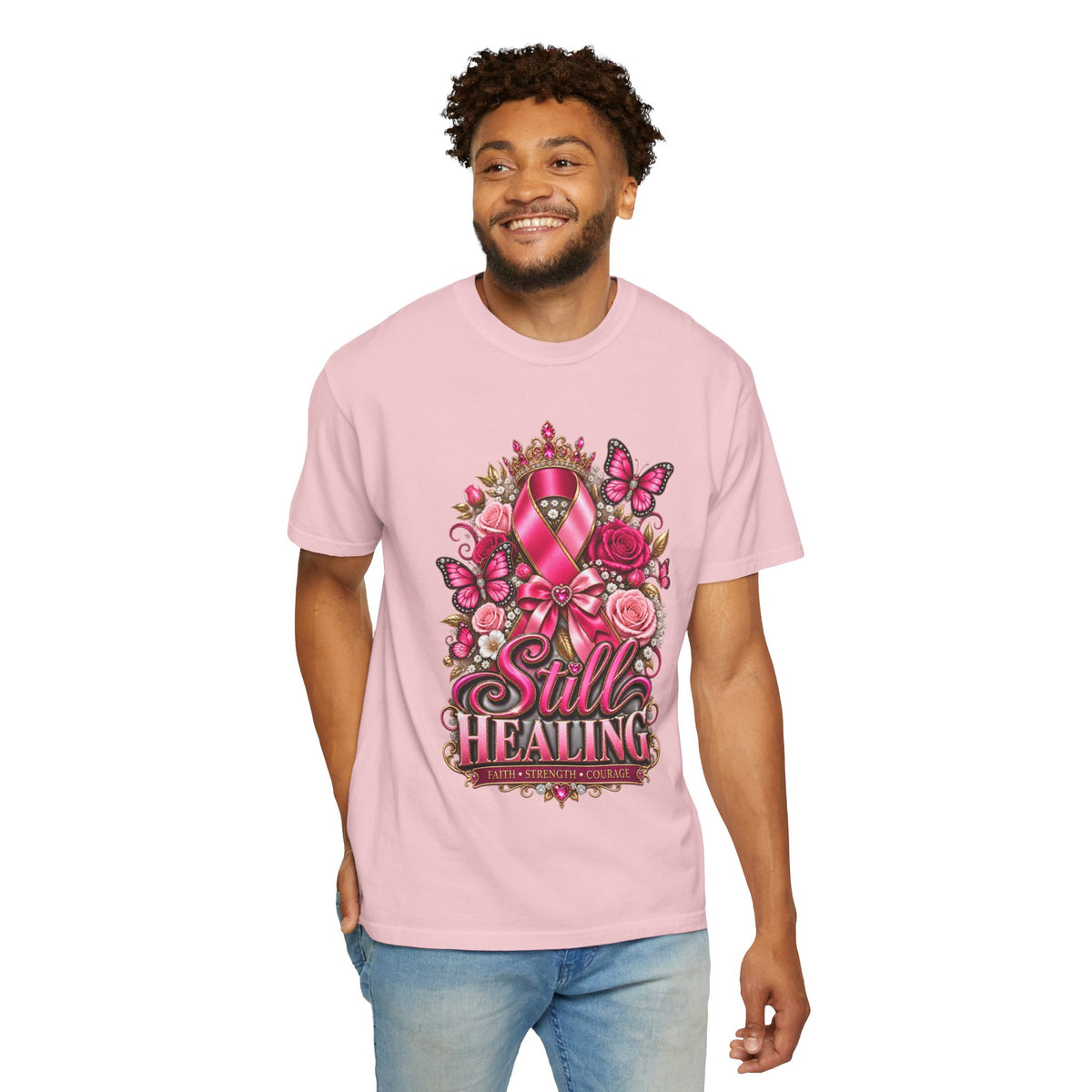 Breast Cancer Awareness T-Shirt — "Still Healing" Pink Ribbon Support Tee