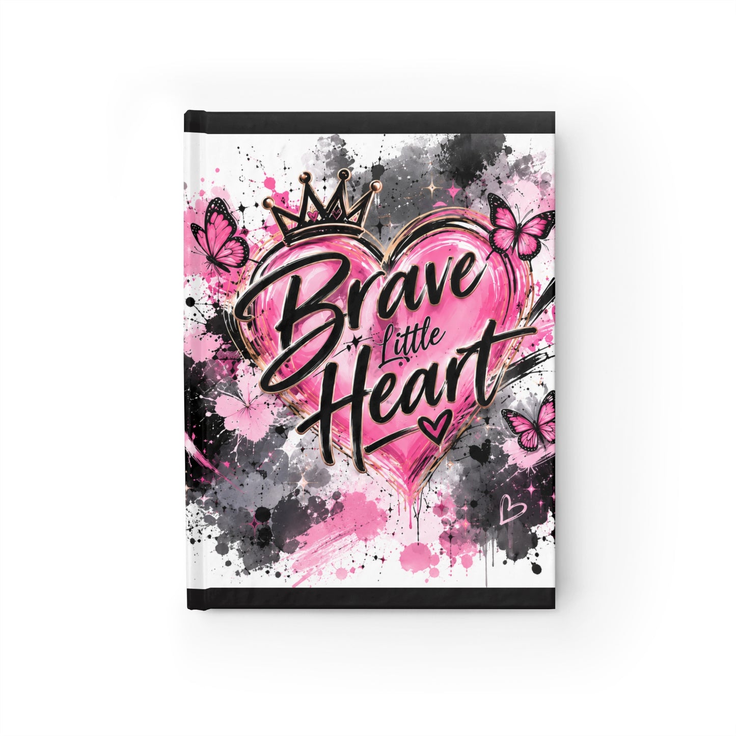 Brave Little Heart Ruled Journal — Pink Heart & Teddy Inspirational Notebook