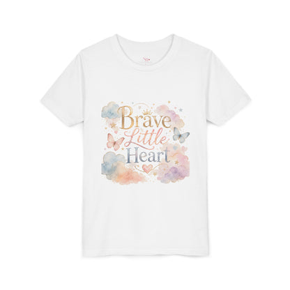 Youth Tee — "Brave Little Heart" Watercolor Butterfly Kids Shirt