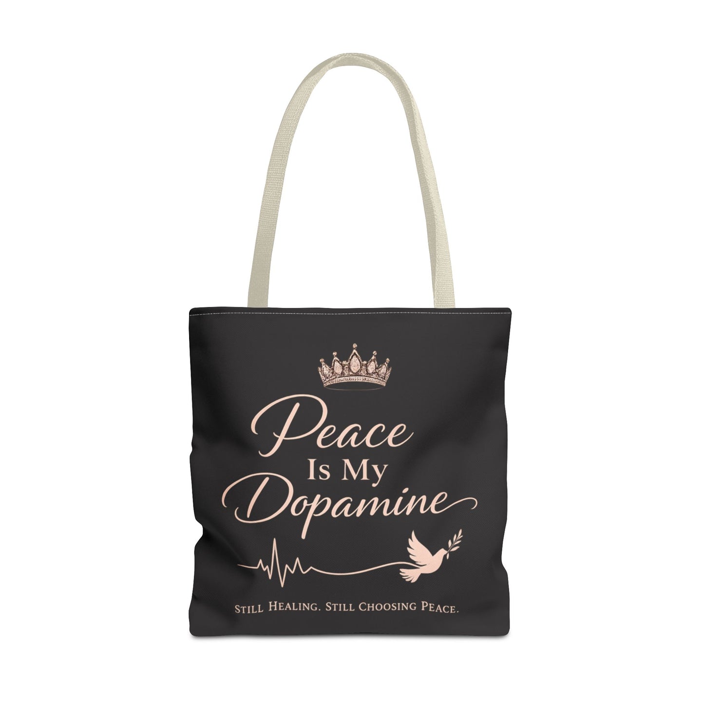 Peace Is My Dopamine Tote Bag — Inspirational Healing Canvas Tote